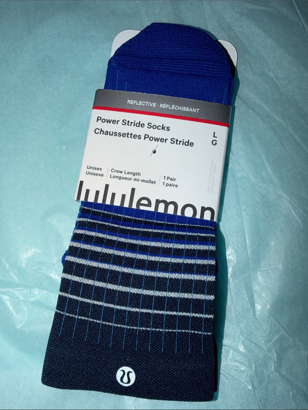 lululemon athletica Power Stride Crew Socks in Royal Blue and Black